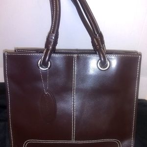 Genuine leather handbag - chocolate